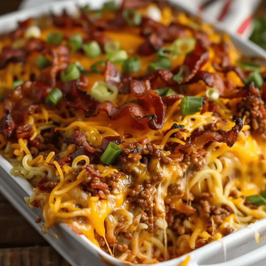 Ultimate BBQ Bacon Cheeseburger Casserole
